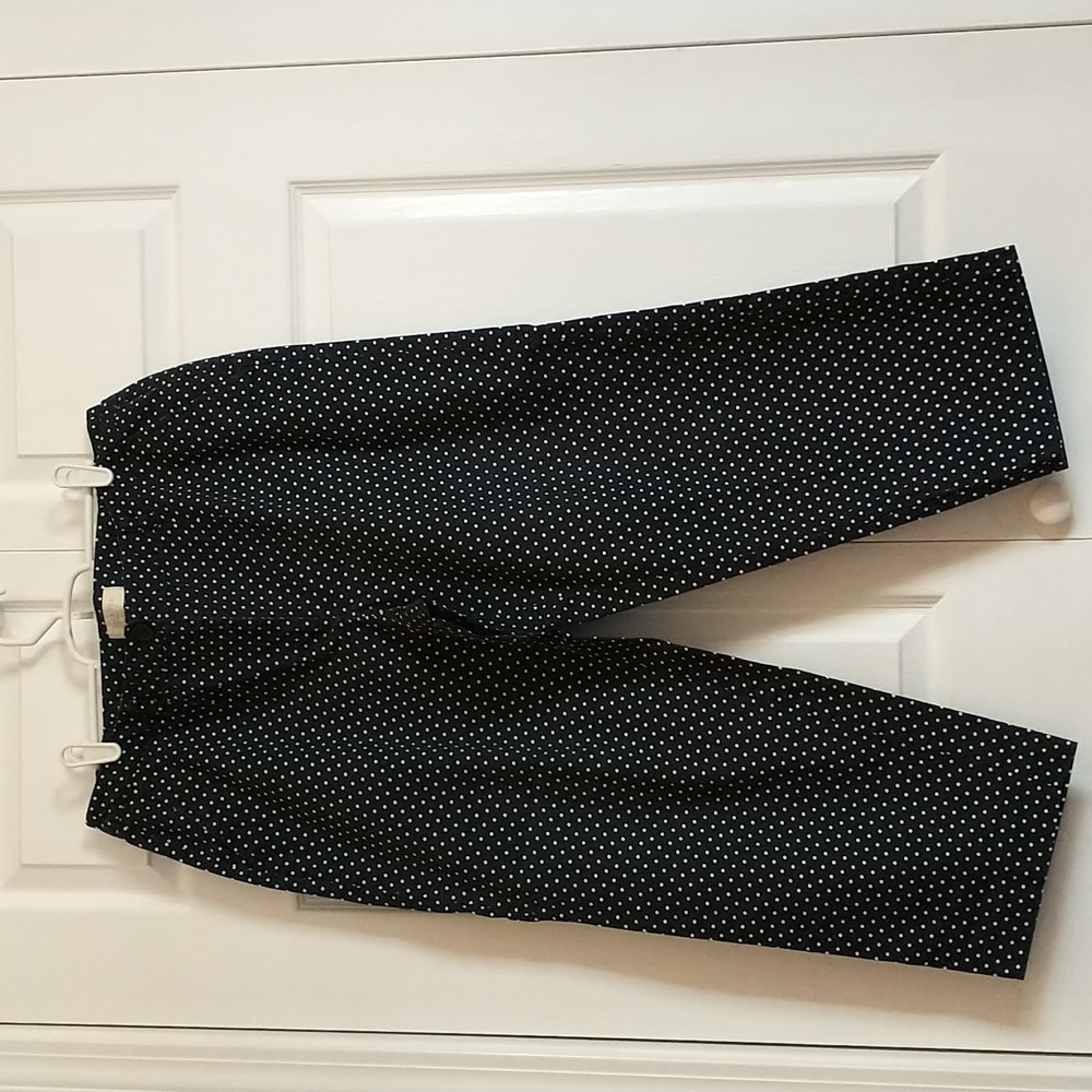 Talbots Black Polka Dot Cropped Pants